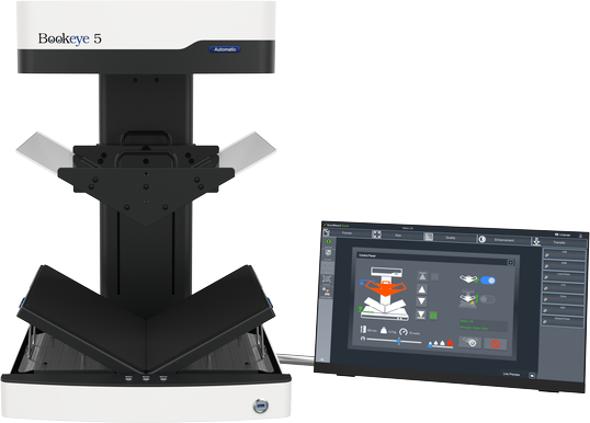 21 inch full HD multitouch screen to control image quality and make modifications on the fly.
The V-shaped glass plate is controlled via the ScanWizard´s extended user interface.