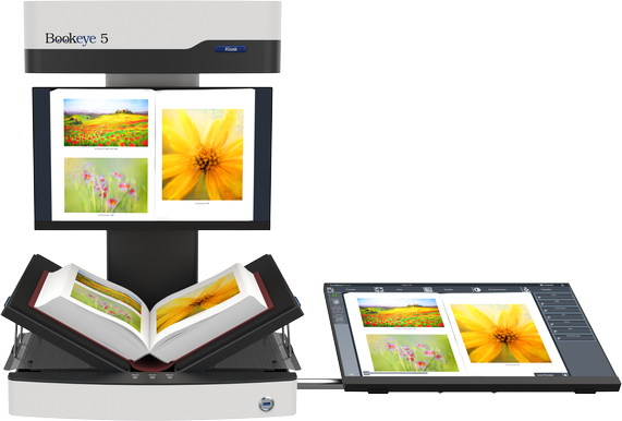 Attach a second, optional touchscreen to operate the scanner with one of the touchscreens and preview images using the second touchscreen. 